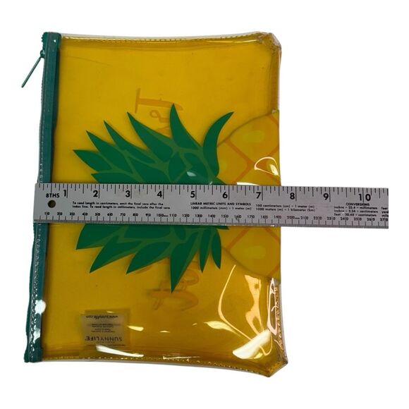 Sunny Life Translucent Yellow Pineapple Beach Summer Top Zipper Pouch Bag - Picture 5 of 5